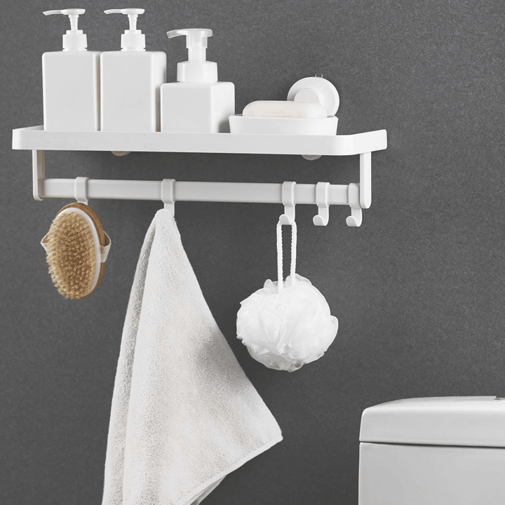 ABS No Drilling Storage Holder Towel Rack Bathroom Organizer Shelf - MRSLM