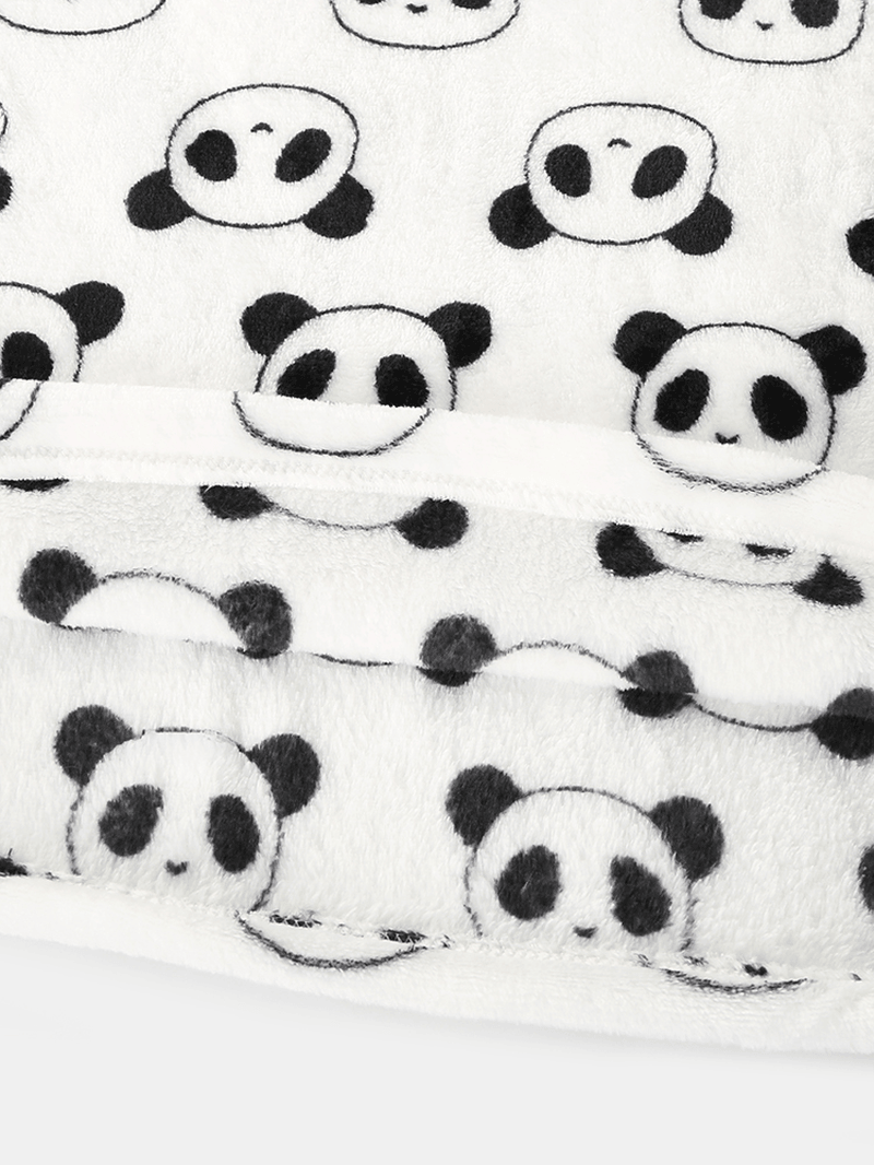 Women All over Cartoon Panda Long Sleeve Plush Warm Home Pajama Set - MRSLM