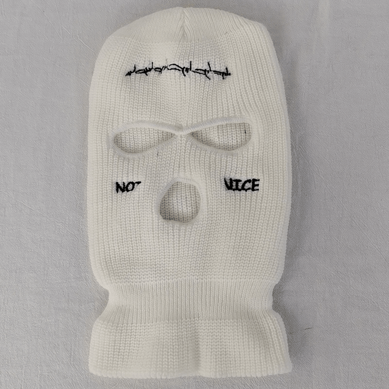 Solid Color Three-Hole Wool Knitted Hat Letters - MRSLM