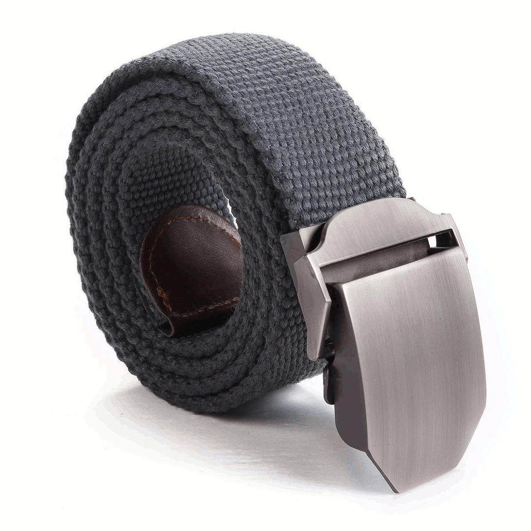 Mens Canvas Military Style Belt Outdoor Leisure Adjustable Slider Buckle Weave Web Waistband - MRSLM