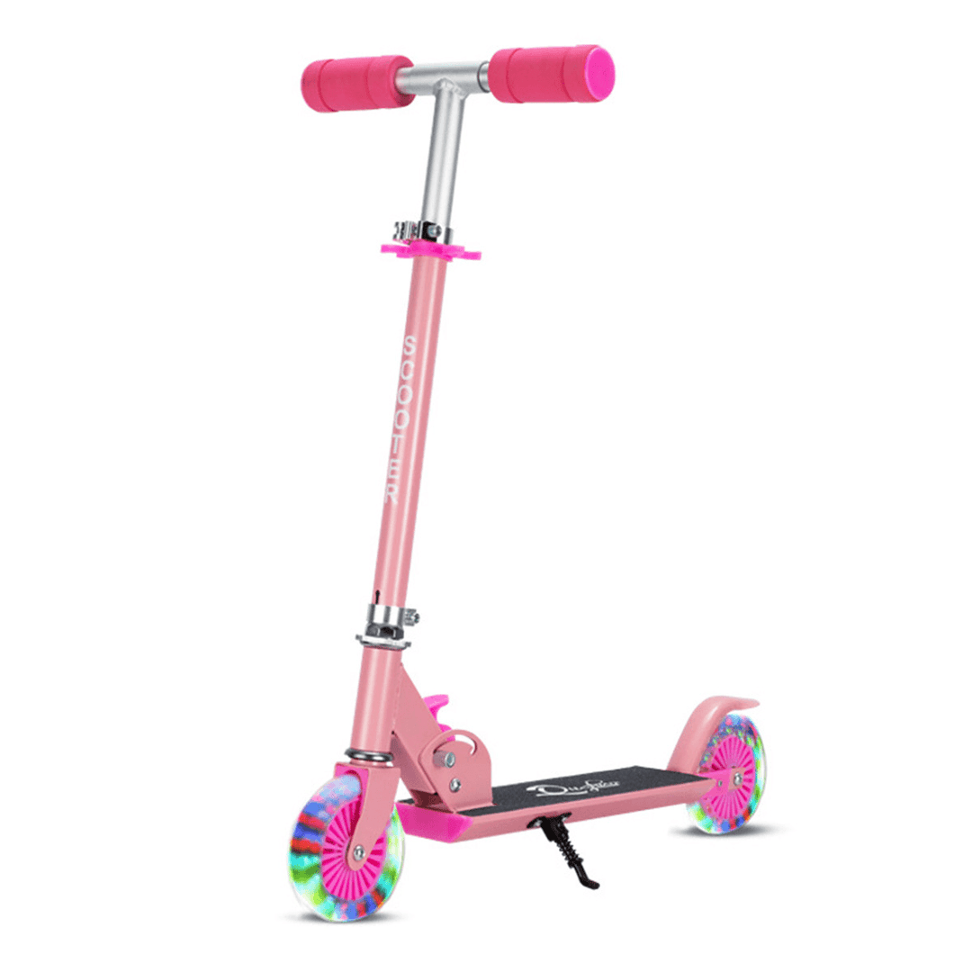 Kids Scooter LED Flashing Wheel Adjustable Height Kick Scooter Children Toddlers for 3-6 Years Old - MRSLM