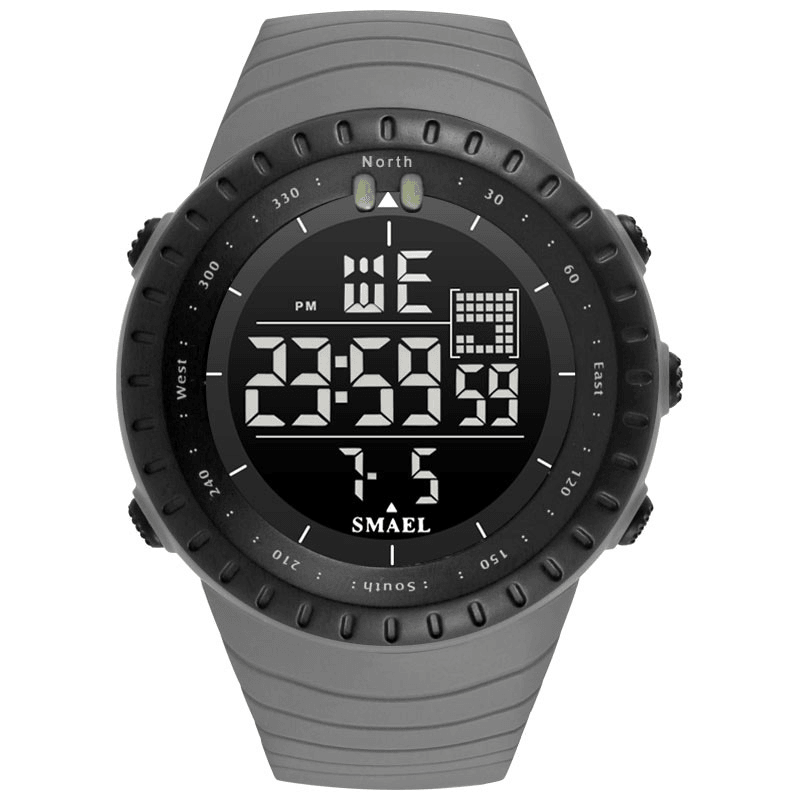 SMAEL Outdoor LED Display Digital Watch Multifunction Silicone Band Sport Men Watch - MRSLM