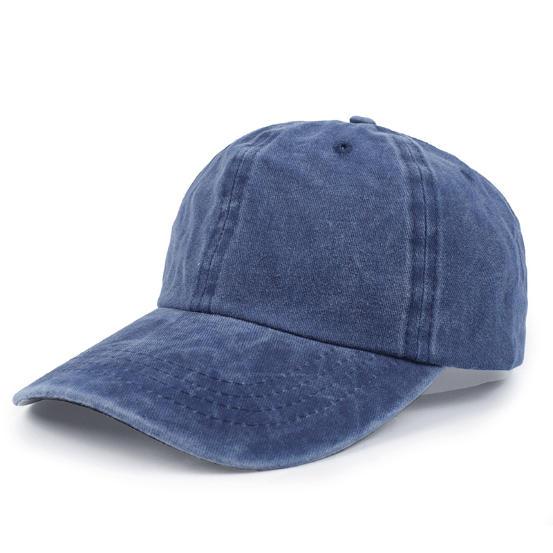 Solid Color Bent-Brim Duck Tongue Made Old Denim Sunhat - MRSLM