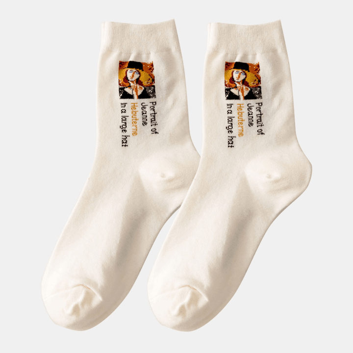 Unisex European Style World Famous Painting Series Retro Oil Painting Cerative Tube Socks - MRSLM