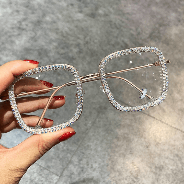 Korean Fashion Trendy Square Diamond-Studded Glasses - MRSLM