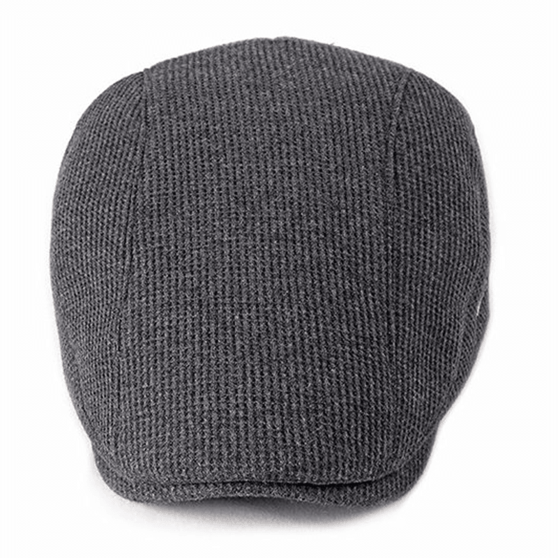 Men Visor Knit Newsboy Beret Caps Outdoor Casual Winter Cabbie Ivy Flat Hat - MRSLM