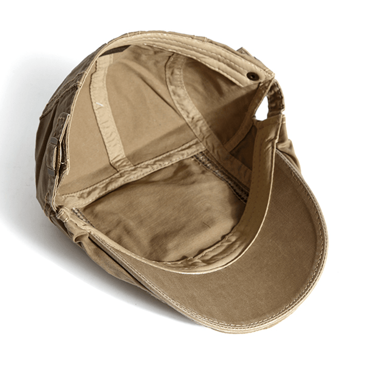 Collrown Mens Cotton Embroidery Painter Beret Caps Casual Outdoor Visor Forward Hat - MRSLM