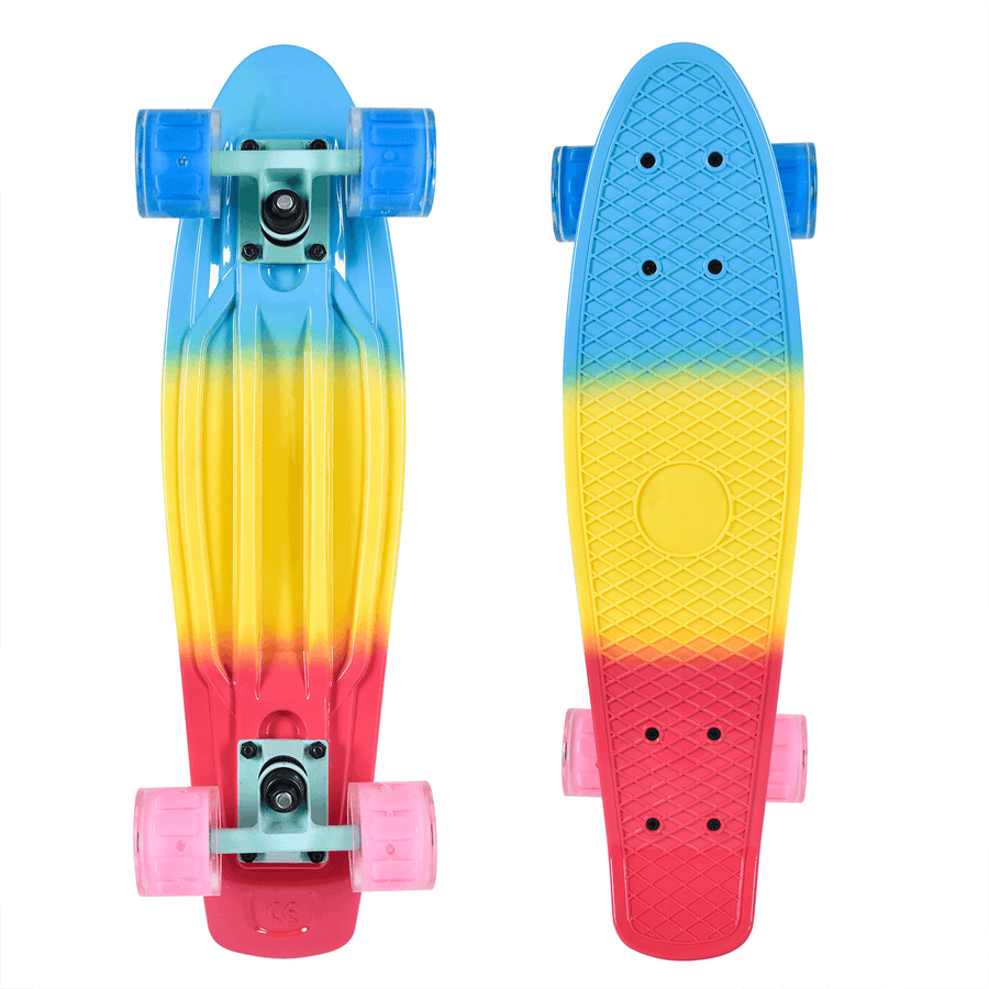 [EU Direct] 22Inch Mini Cruiser Skateboard Banana Longboard Adult Children Kick Board Max Load 310Lbs - MRSLM
