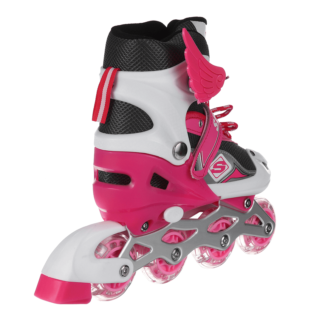 Kids Inline Skates Adjustable Illuminating Roller Skating Shoes Sliding Free Skating Sneakers - MRSLM