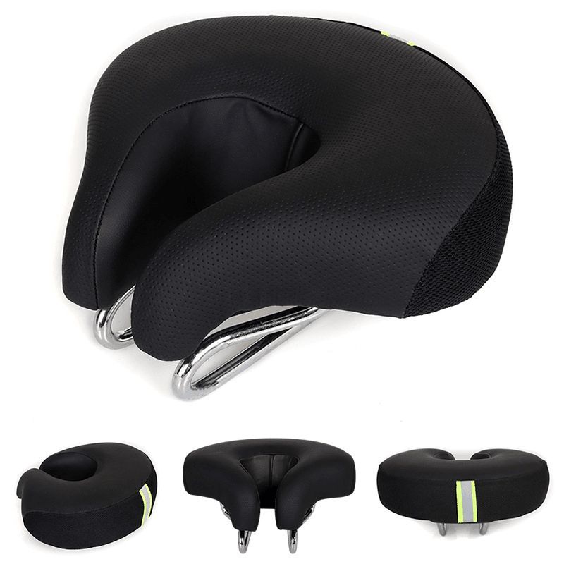 BIKINGHT PU Bicycle Saddle Reflective Strip Thickened Soft Saddle Bike Mountain Bike Seat Cushion for Outdoor Sports - MRSLM