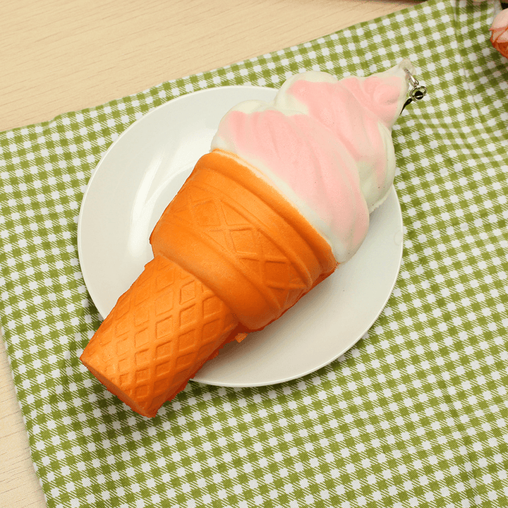 Squishy Jumbo Ice Cream Cone 17Cm Slow Rising Soft Collection Decor Gift Phone Bag Strap - MRSLM