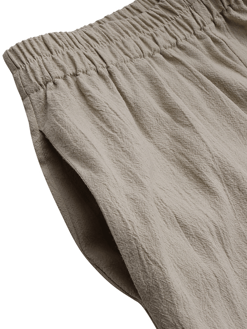 Ethnic Print Patchwork Elastic Waist Side Pocket Irregular Hem Pants for Women - MRSLM