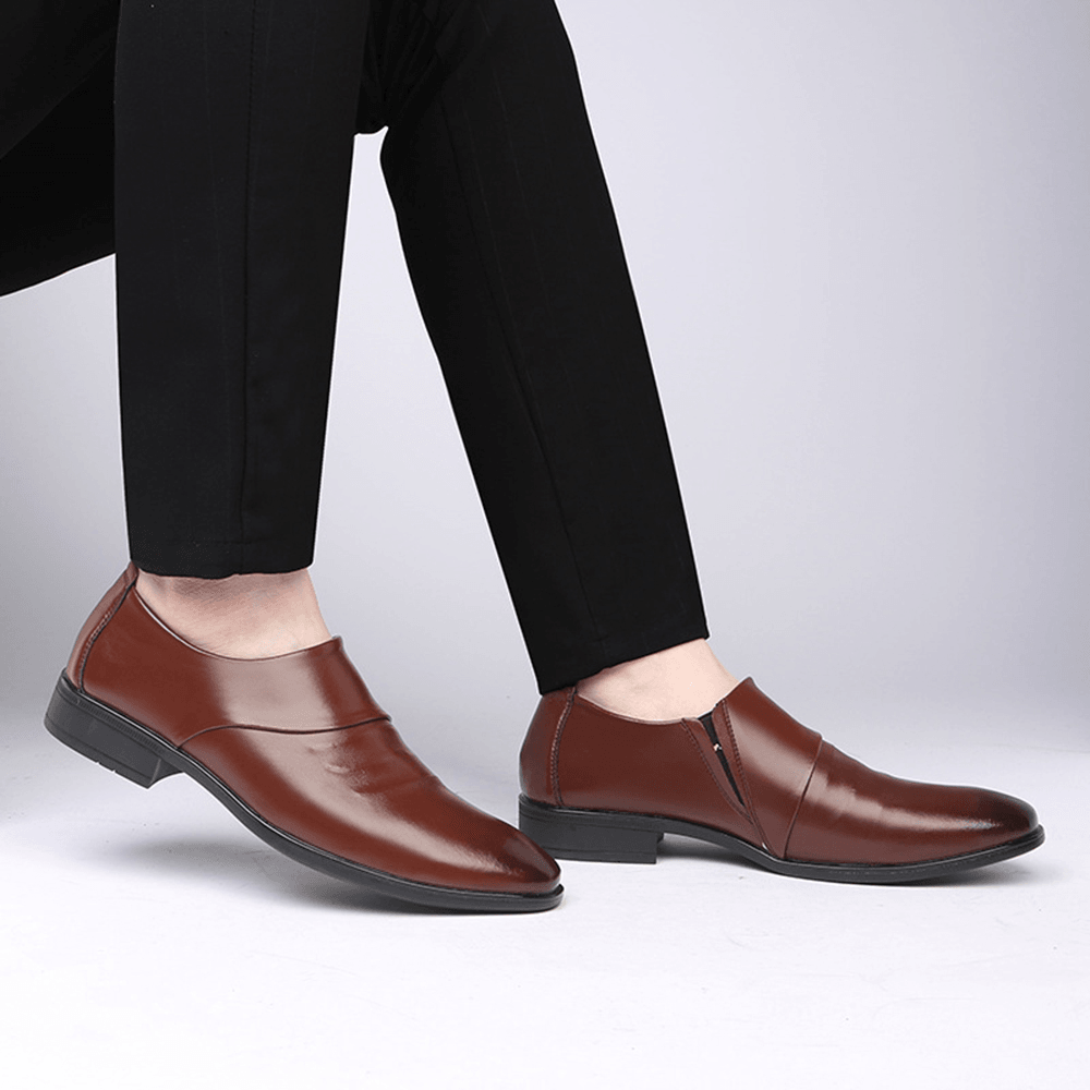 Men Microfiber Non Slip Slip on Business Formal Shoes - MRSLM