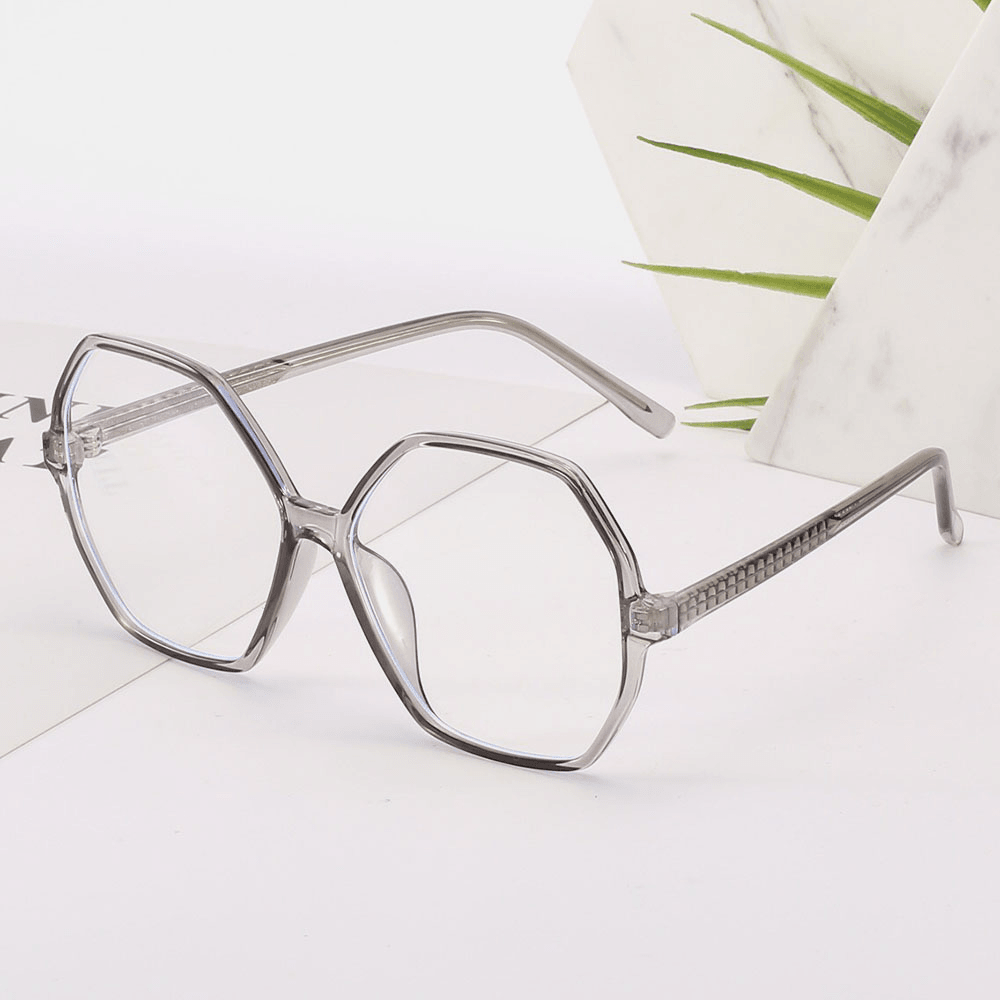 Women Polygon Large Frame Full Frame Optical PC Lens Fashion Casual Glasses - MRSLM