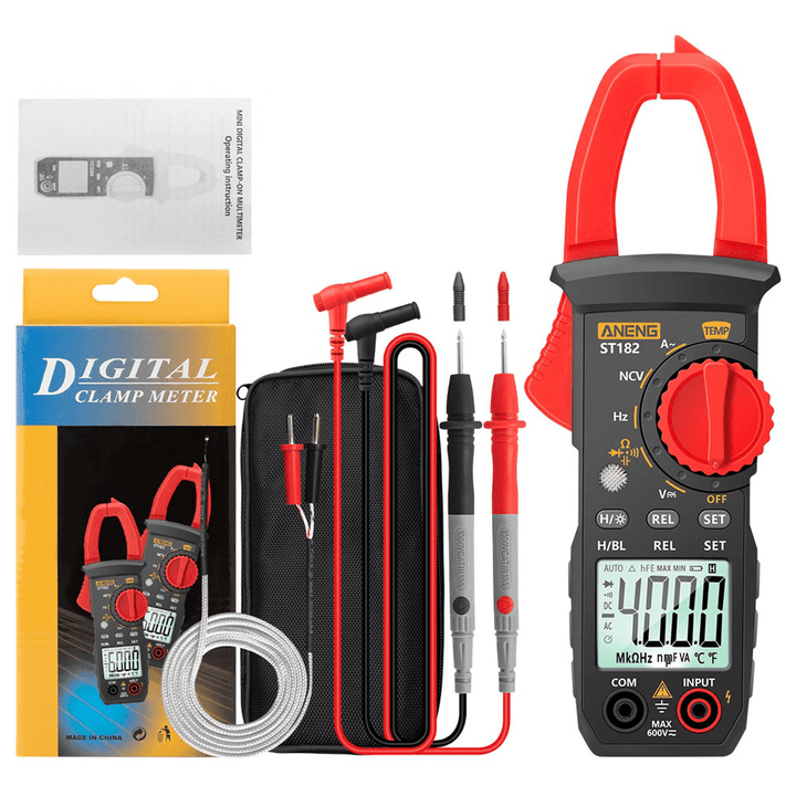 ANENG ST182 Digital Clamp Meter DC/AC Voltage Tester Clamp Multimeter Hz Capacitance NCV Ohm Test - MRSLM