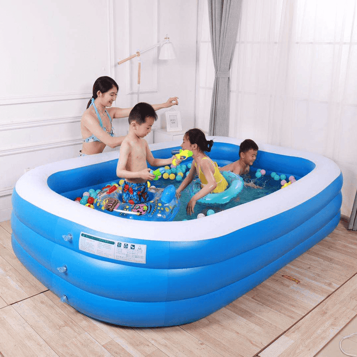 3-Layer Blue and White Inflatable Foldable Portable Swimming Pool Bathtub for Adult Children Home - MRSLM