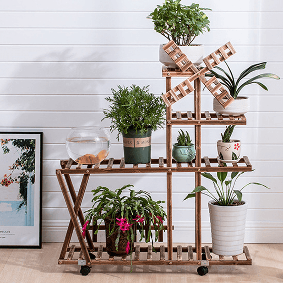 Wooden Plant Stand Garden Planter Flower Pots Stand Shelf Indoor Outdoor - MRSLM