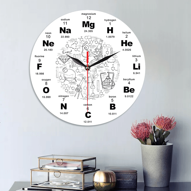 Emoyo ECY025 Chemical Element Table Wall Clock 3D Wall Clock for Home Office Decorations A - MRSLM