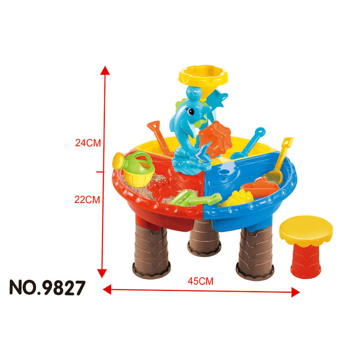 Water Table Set Summer Sand and Water Table Box Baby Kids Children Outdoor Beach Waterwheel Toys Family Play Set - MRSLM