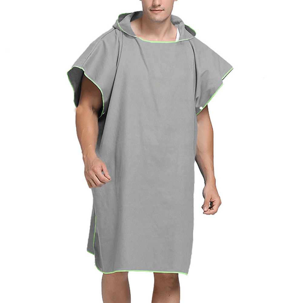 Adult Wearable Bathrobe Beach Towel Quick Drying Hooded Changing Robe Sunscreen Cloak Bath Towel Poncho Microfiber Surf Swimsuit Cloak - MRSLM