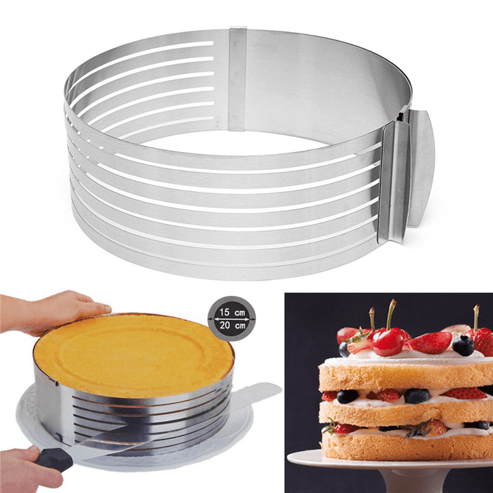 20Cm Adjustable Cut Layered Stainless Steel round Ring Circular Baking Mold Bakeware - MRSLM