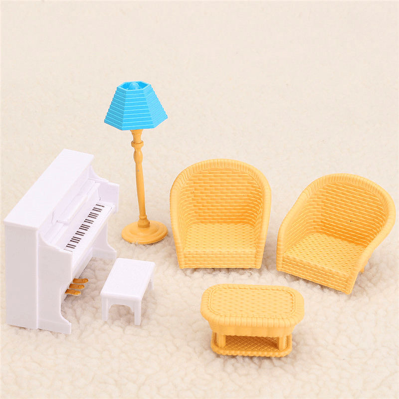 Dollhouse Sofa Piano Table Miniature Furniture Sets for Sylvanian Family Accessories Kids Gift Toys - MRSLM