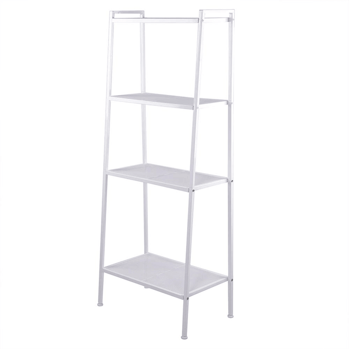 4 Tiers Wall Leaning Ladder Shelf Bookcase Bookshelf Storage Rack Shelves Storage Stand Unit Organizer for Office Home Bedroom Living Room - MRSLM