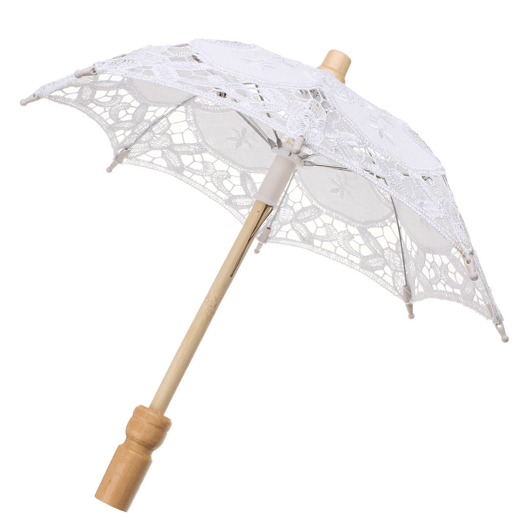 Lace Embroidered Umbrella Elegance Parasol for Party Bridal Wedding Decoration - MRSLM