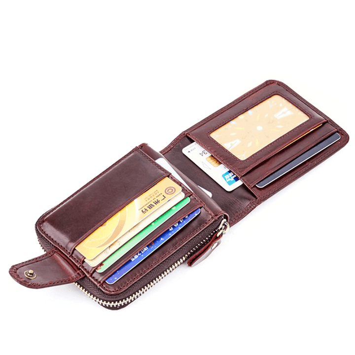 Men Genuine Leather Keys Coin Bag 16 Card Slots Wallet - MRSLM