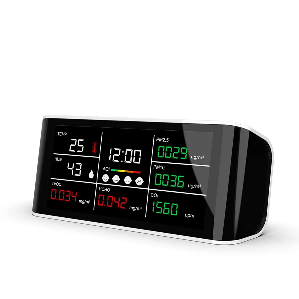 DM69 Portable Air Quality Analyzer Digital Common Display Screen CO2 PM2.5 PM10 HCHO TOVC Temperature Humidity Detector - MRSLM