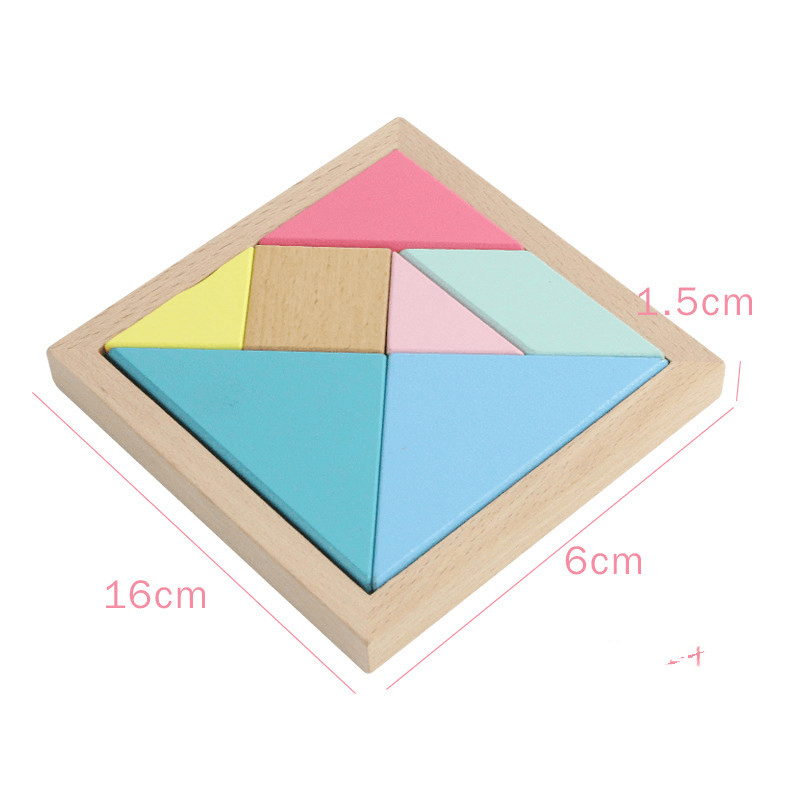 Tangram Early Education Wooden Jigsaw Puzzle Tangram Toy - MRSLM