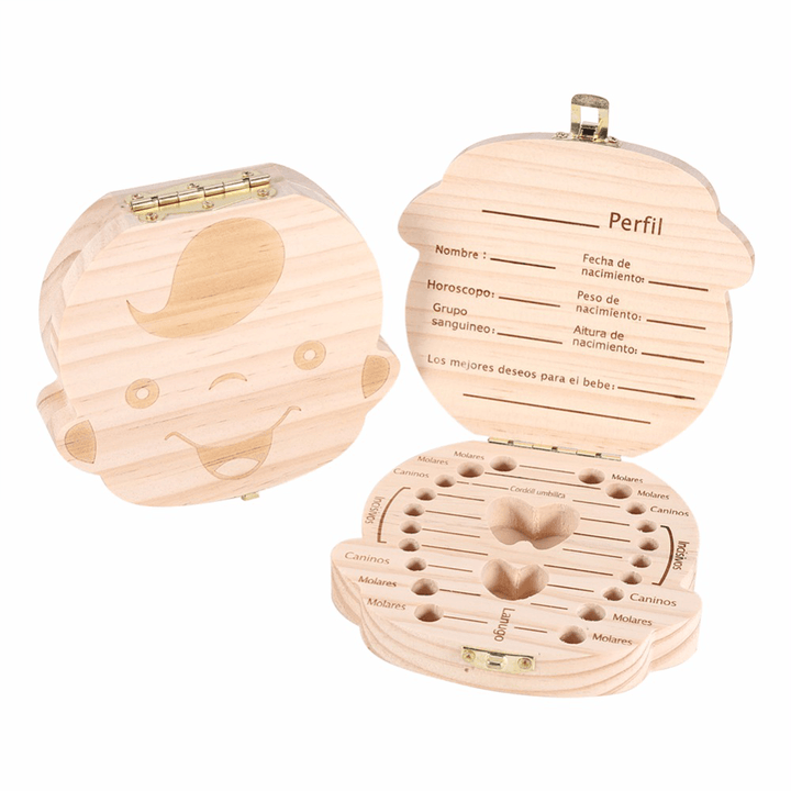 Baby Milk Teeth Wooden Storage Case save Box Hair Holder Organizer for Girl Boys New Tooth Organizer - MRSLM