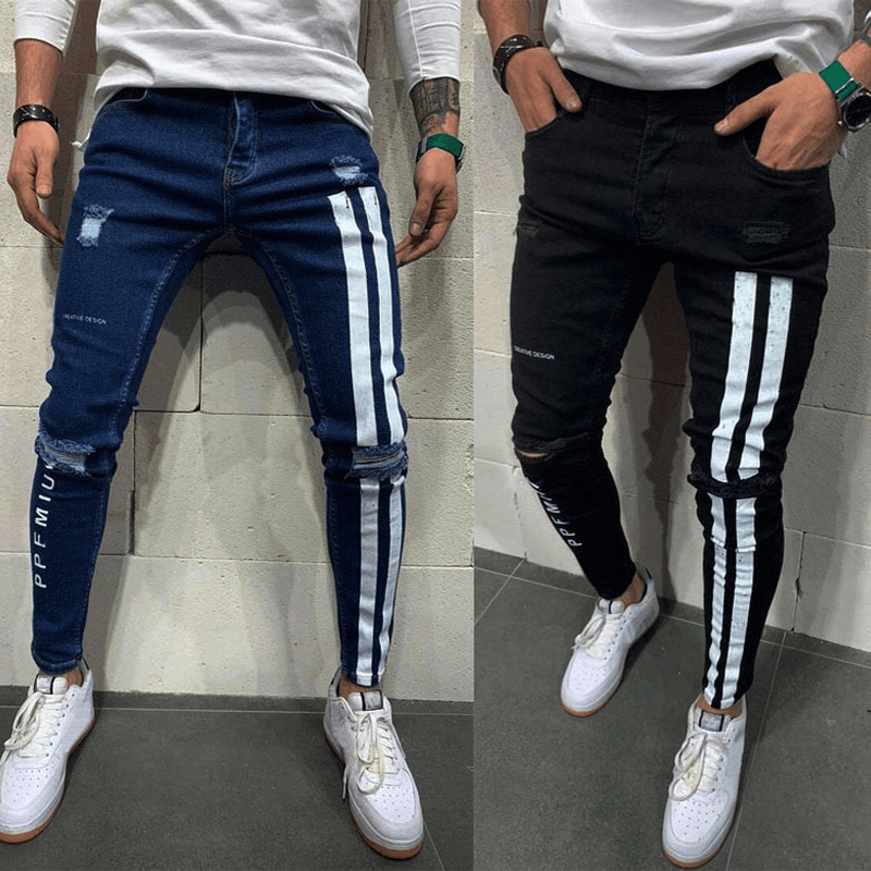 European and American Men'S Ripped Stretch Jeans - MRSLM