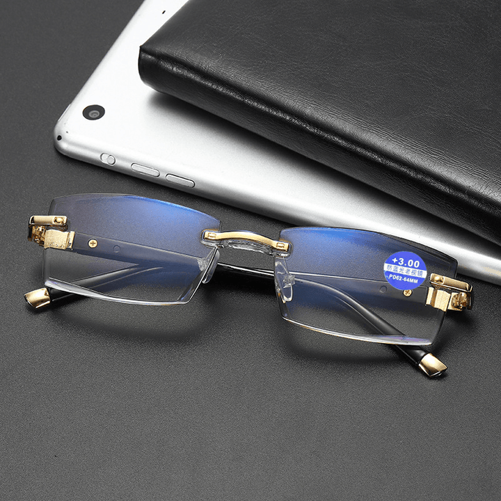 Diamond Cut Edge Anti-Blue Light Resin Glasses Frameless - MRSLM