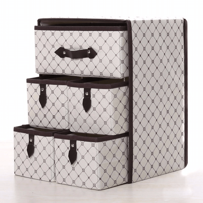 Three Layer Storage Box Five Drawer Non-Woven Underwear Cosmetic Makeup Sundries Organizer - MRSLM