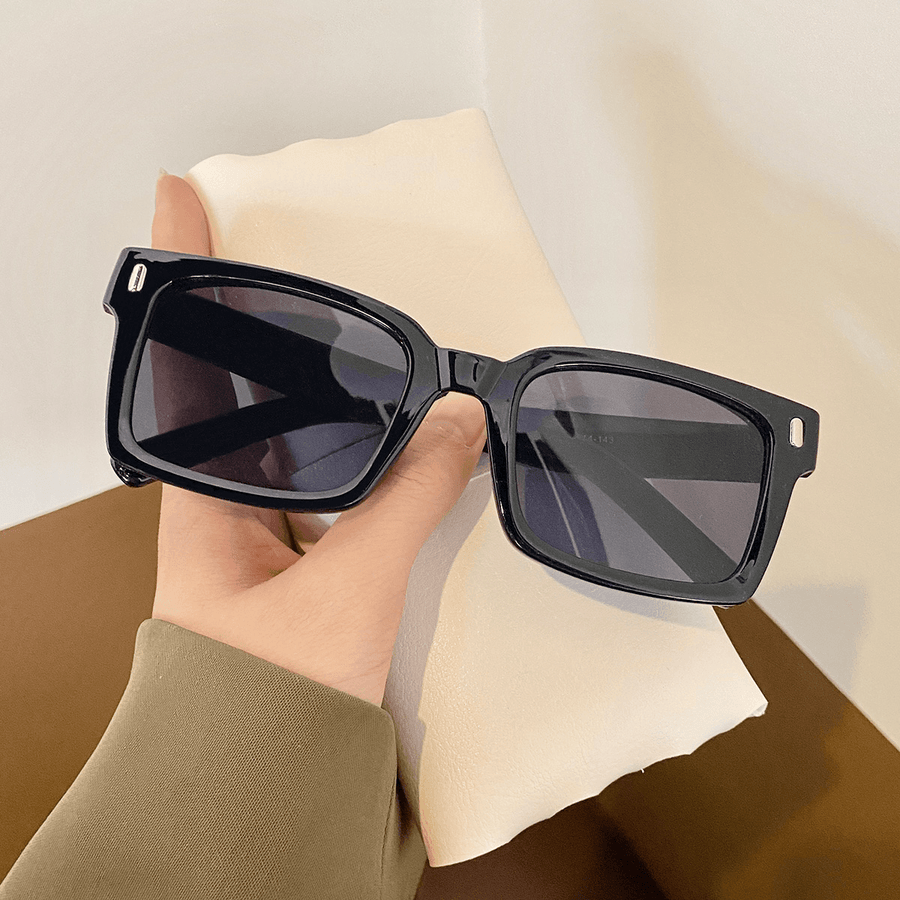 New Retro Square Small Frame Sunglasses Female Fashion round Face All-Match Plain Sunglasses Anti-Ultraviolet - MRSLM