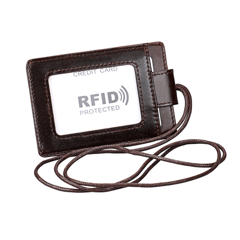 RFID Genuine Leather 4 Card Slot Neck Bag Card Holder - MRSLM