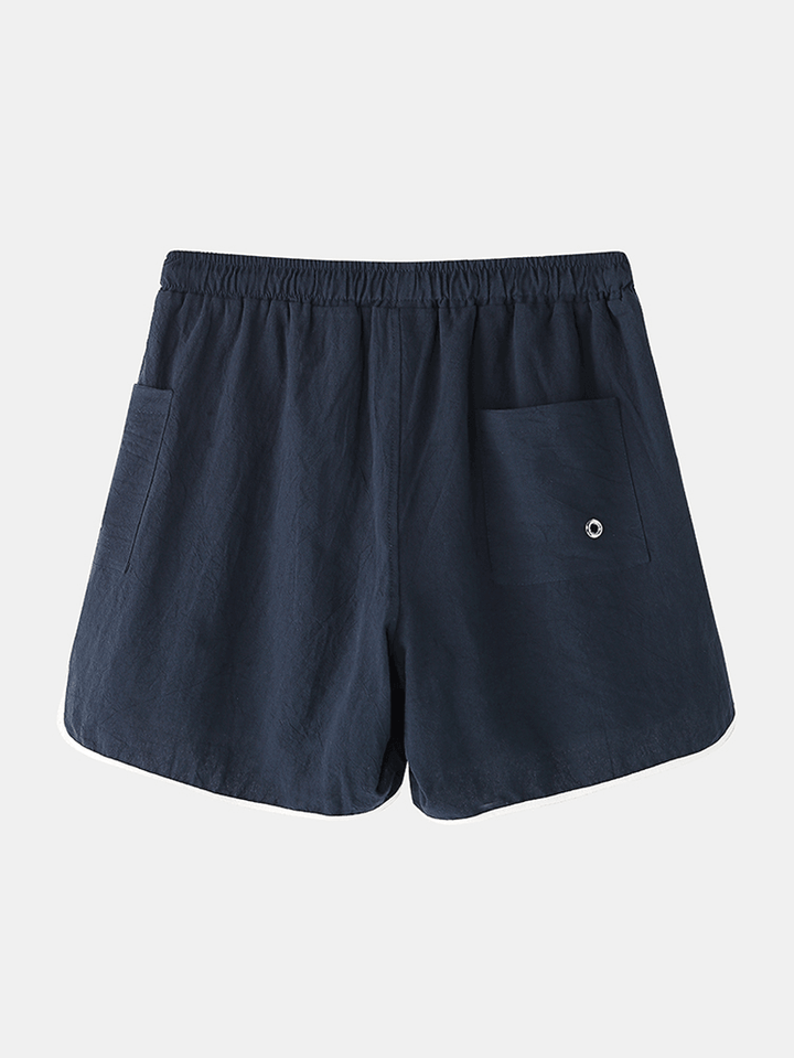 Mens Cotton Solid Elastic Waist Shorts - MRSLM