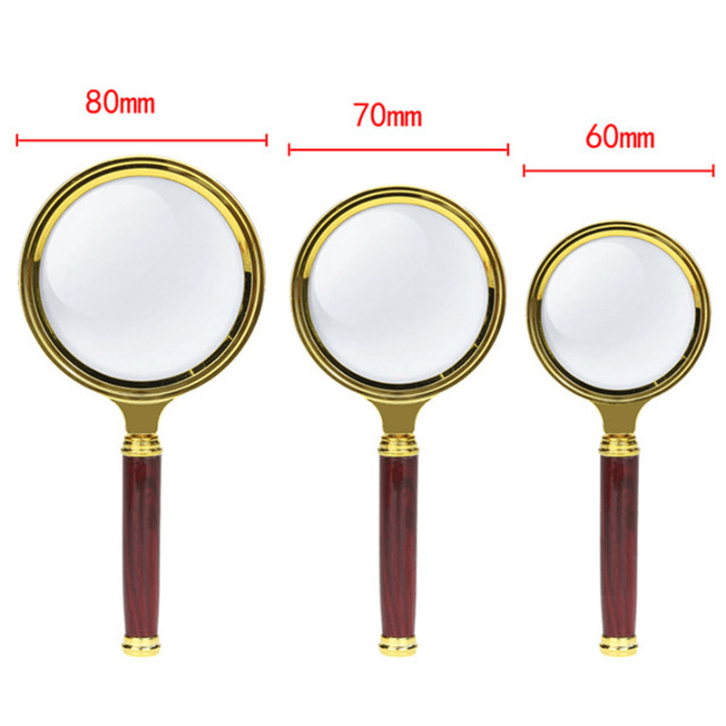 8Mm HD 6X Wooden Handle Magnifying Overgild Glasses - MRSLM