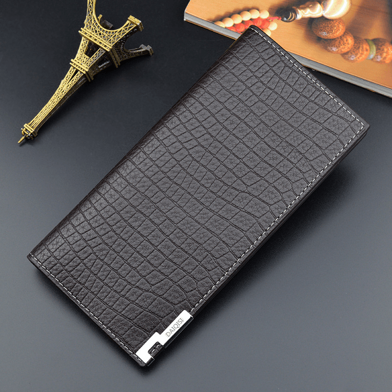 Men PU Soft Leather Long Bifold Thin Coin Purse Wallet Large Capacity Multi-Card Slot Card Holder Money Clip - MRSLM