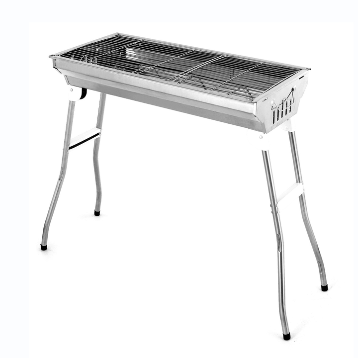 Large BBQ Grill Portable Folding Charcoal Barbecue Garden Picnic Steel Stove - MRSLM