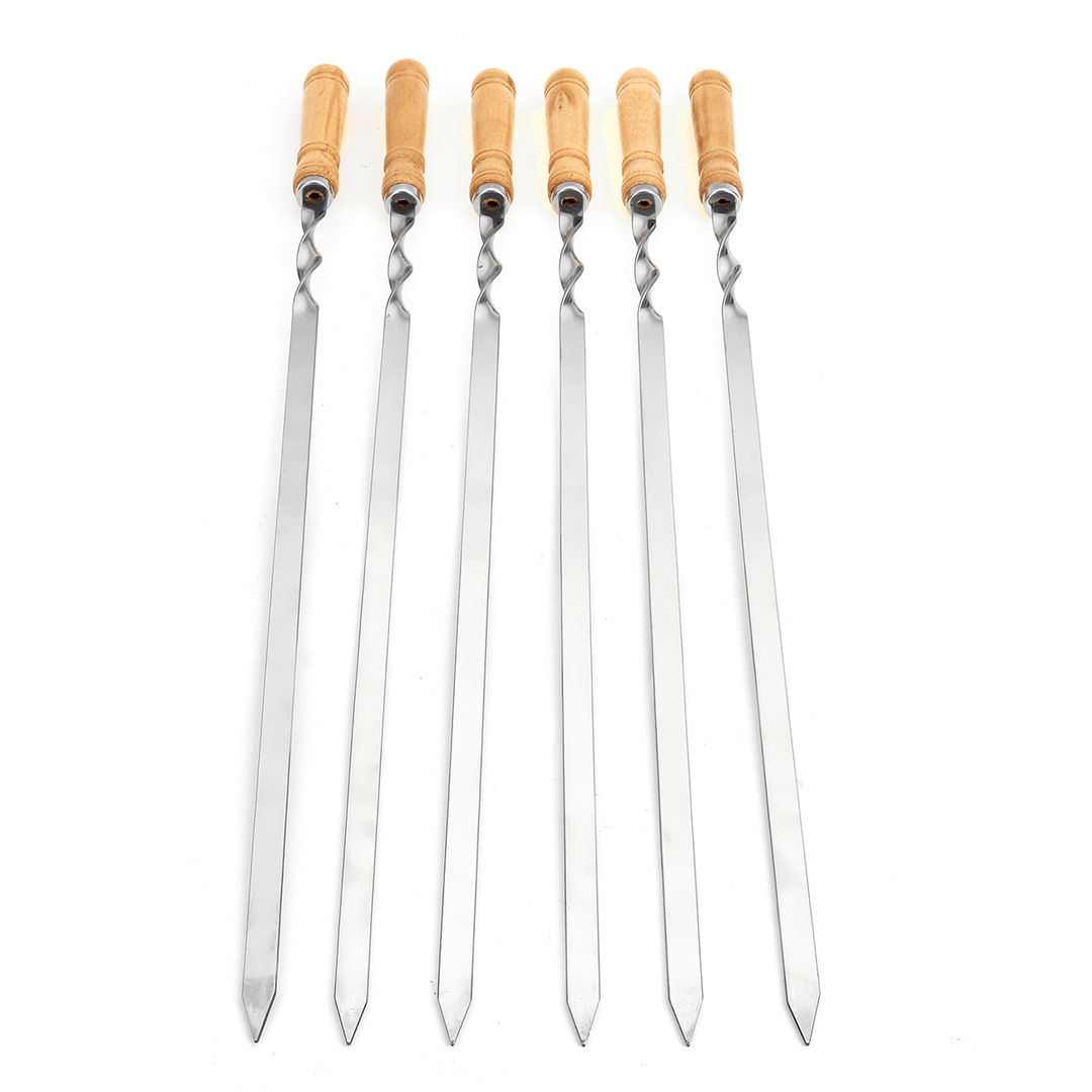 6Pcs Stainless Steel Utensils Grilling Kitchen Skewer Stick Barbecue Fork BBQ Tool - MRSLM