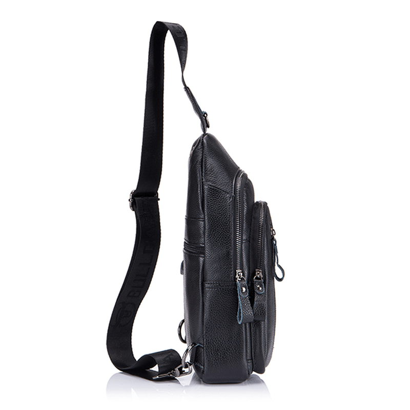 Men Leather Shoulder Bag Leisure Chest Bag Multifunctional Travel Bag Outdoor Sports Climbing Hiking - MRSLM