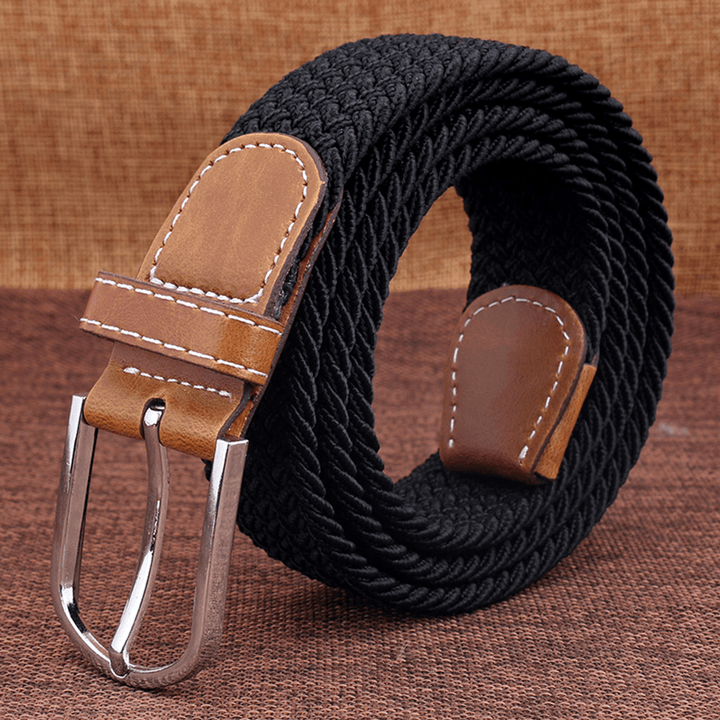 Unisex Nylon Casual Stretch Woven Belt Wild Pin Buckle 107Cm Adjustable Tactical Belt - MRSLM