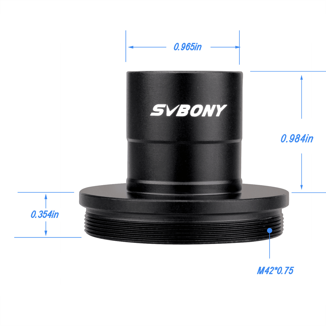 SVBONY 0.965" to T2 Mount 0.965In Eyepiece Insertion to M42 Prime Telescope Adapter for Canon SLR Cameras - MRSLM