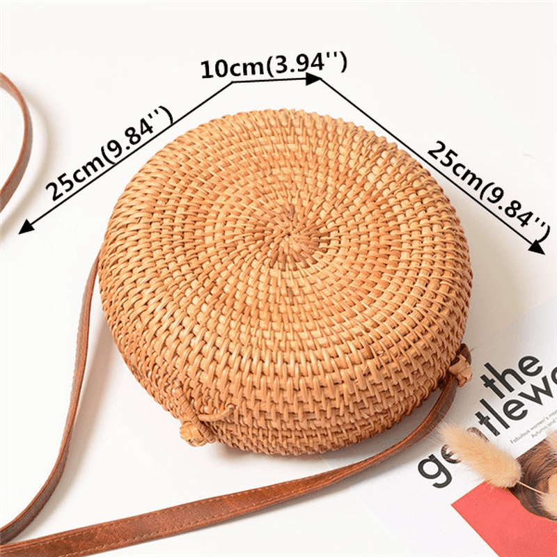 Women Straw Hollow Out Crossbody Bag Travel Shoulder Bag - MRSLM