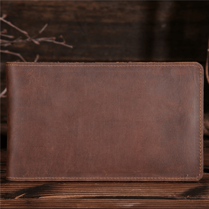 Men Genuine Leather Retro Business Solid Thin Multi-Slot Card Case Card Holder Wallet - MRSLM