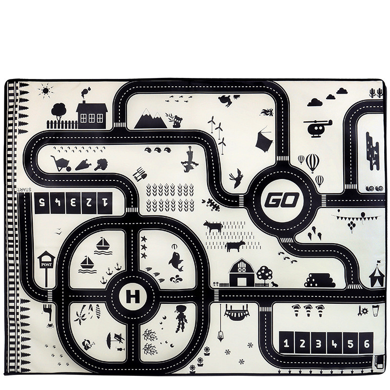 Black and White Parking Lot with Car Game Mat - MRSLM