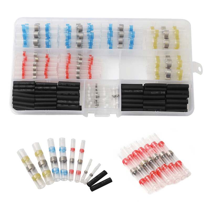 250Pcs Waterproof Heat Shrink Tube Butt Terminals Solder Seal Sleeve Wire Connectors - MRSLM