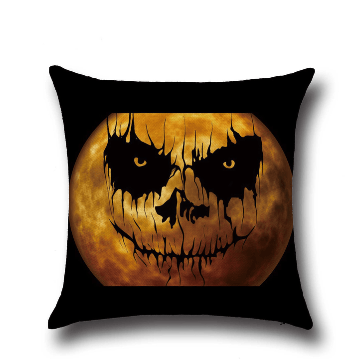 Halloween Horrible Pumpkin Light Pattern Pillowcase Cotton Linen Throw Pillow Cushion Cover Seat Home Decoration Sofa Decor - MRSLM